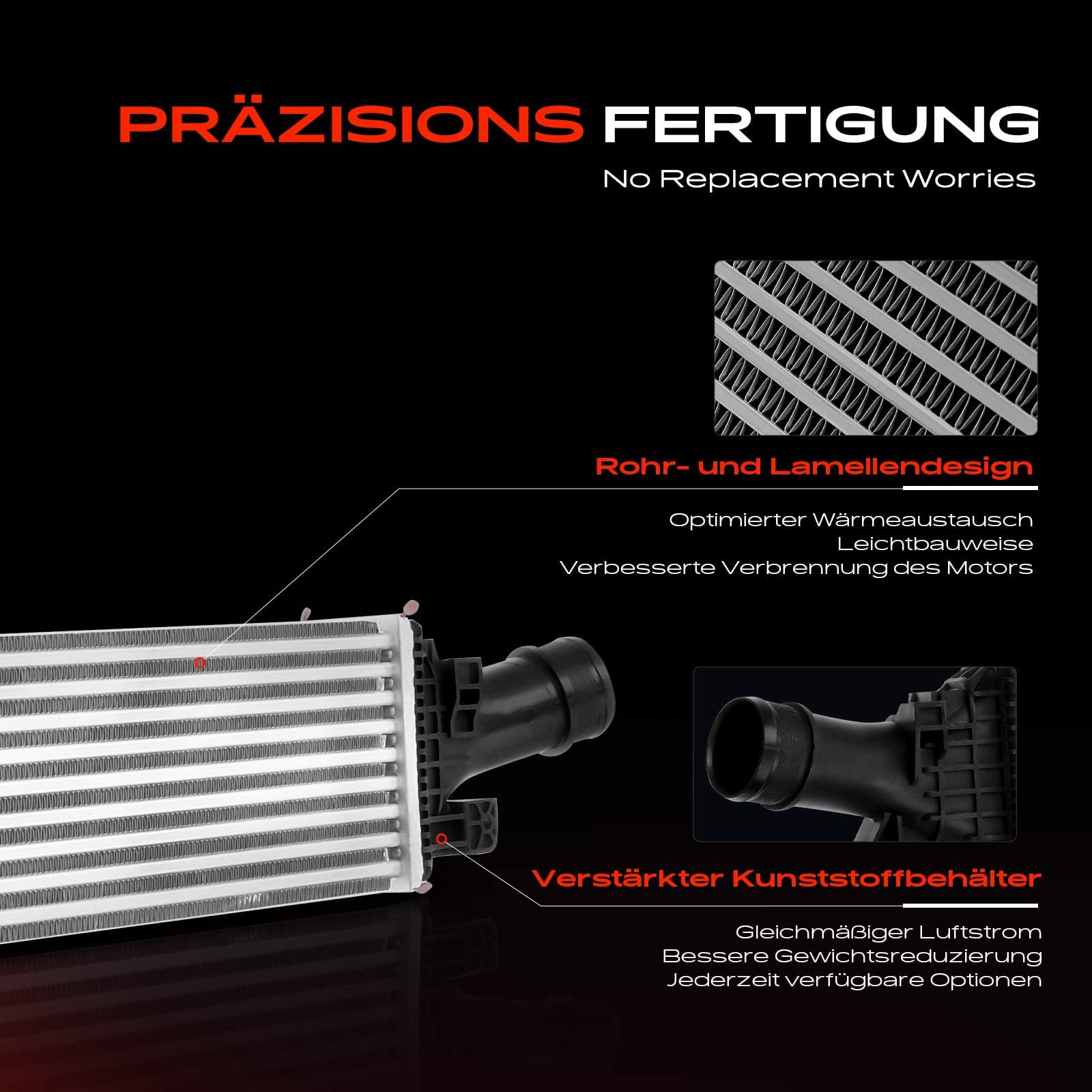 Frankberg 1 x turbo chłodnica powietrza do ładowania, kompatybilna z A4 2007-2016 A5 2008-2017 A6 2011-2019 A7 2015-2018 Q5 2008-2017 m.a.n. 2014-2018