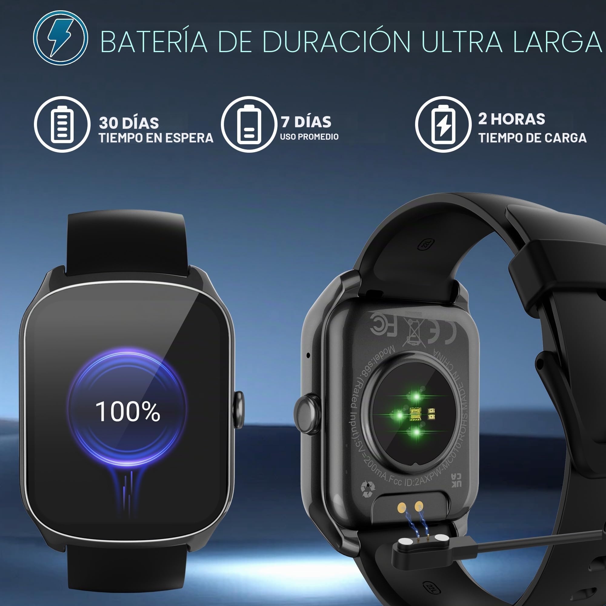 STECEi Smartwatch Hombre Mujer, Pantalla Curva HD de 1,95", Reloj Inteligente con Contestar/Realizar Llamadas, 112 Modos Deportivos, Podómetro/Sueño/Frecuencia Cardíaca, IP68 Sumergible, Negro