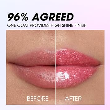 Glitter Lip Gloss, Sparkling Iridescent Lip Gloss Moisturizing Hydrating Shimmer Lip Oil, Long Lasting Glitter Pink Liquid Lipstick Holographic lip Makeup