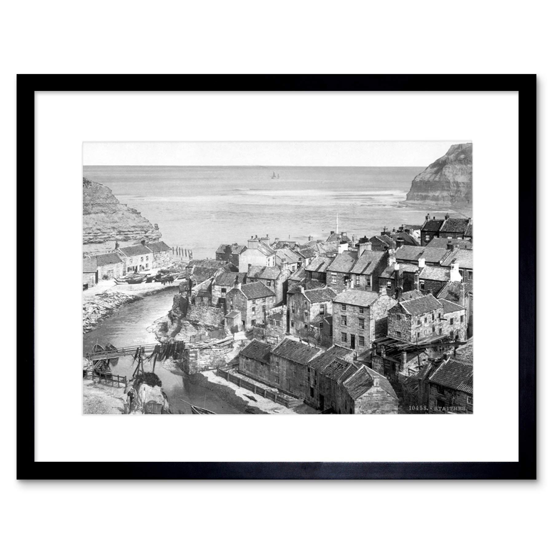 Wee Blue Coo Whitby Staithes Yorkshire England Old BW Picture Framed Wall Art Print