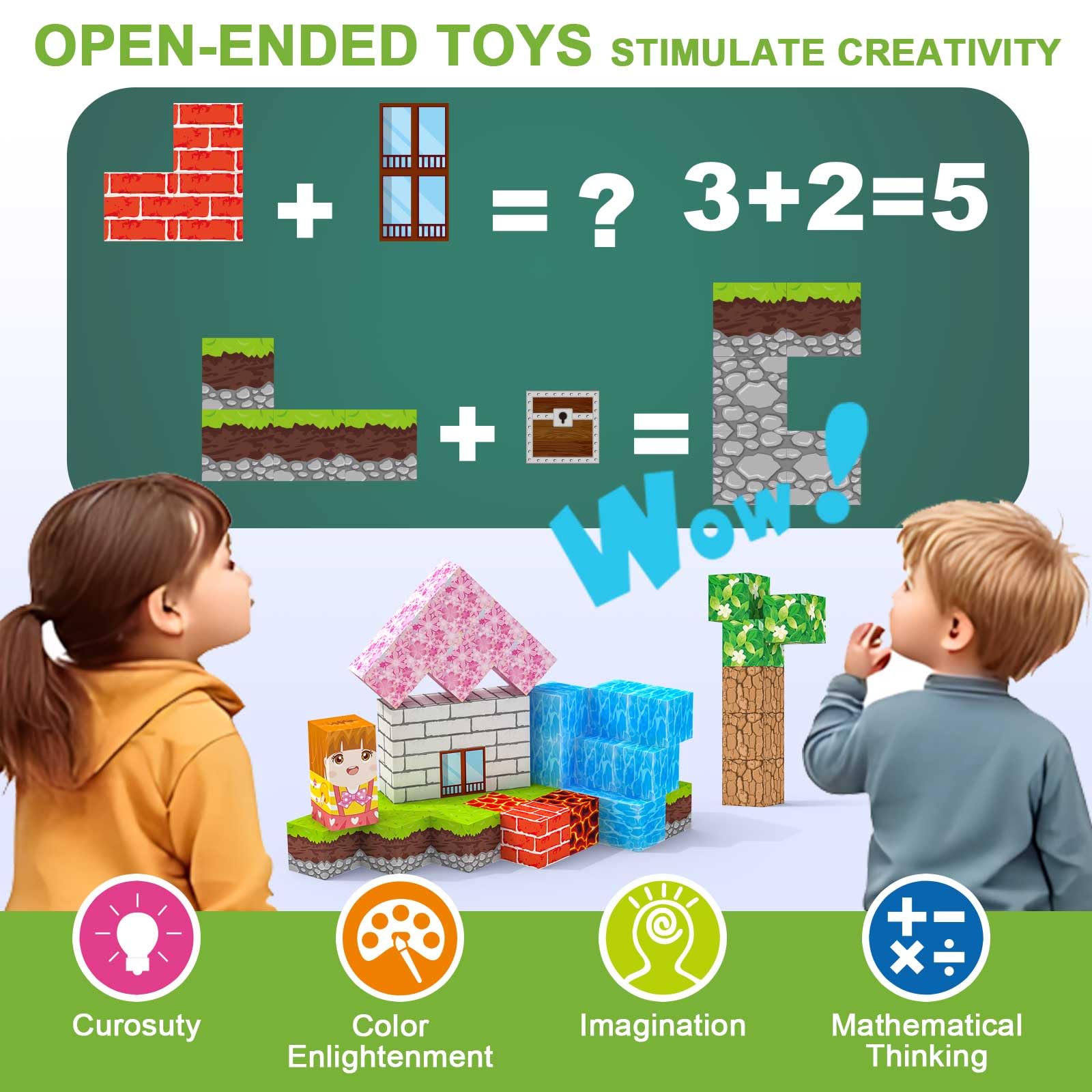 Costruzioni Magnetiche per Bambini 100 PCS 2CM 3+ Giochi Cubi Magnetici, Blocchi Building Blocks Giocattoli Montessori a Partire da 3 4 5 6 7 8 9 10 11 12 Anni Regali di Compleanno per Ragazzi