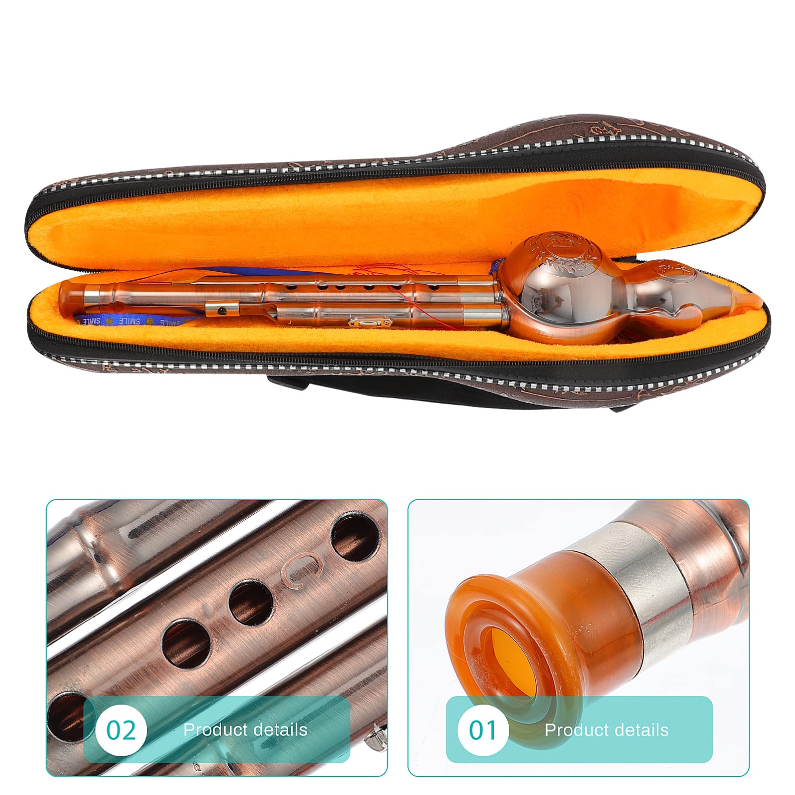 MILISTEN Metal Profesional Hulusi con Caja de Cobre CUCURBIT FLUTE FLUTE TRADICIONAL INSTRUMENTO MUSICO MUSICAL PARA
