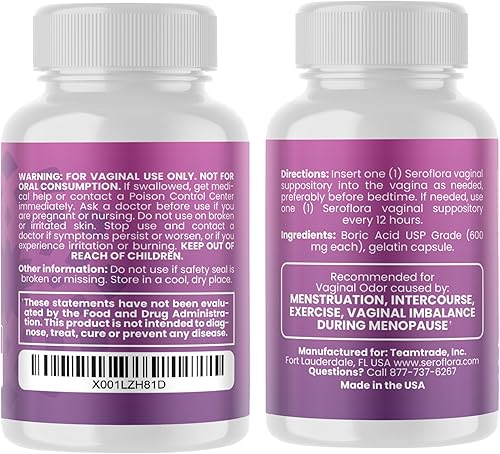 Miniatura 3 de Seroflora Supositorios vaginales de ácido bórico para mujeres + 1 aplicador de supositorios – Ayuda a apoyar el equilibrio del pH del olor vaginal,