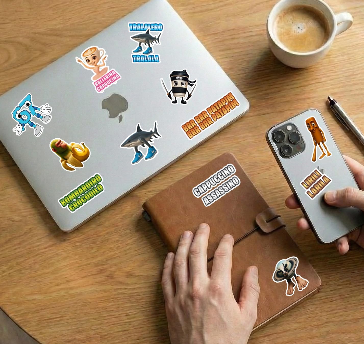 IndoTribe 125 Pcs Waterproof Vinyl Italian Stickers for Kids 4 Sheets Brain Animals Stickers for Kids Meme Cute Stickers for Water Bottle Stickers Vinyl Stickers Italian Laptop Stickers - Image 3