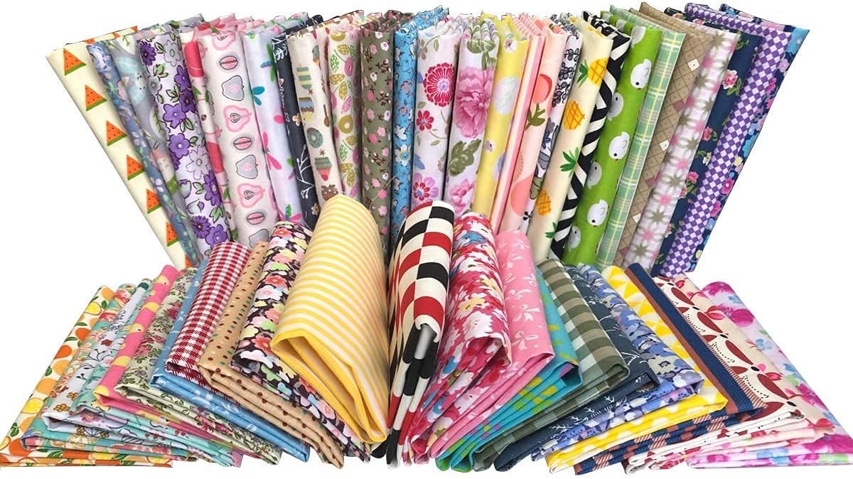 Gnognauq 50 pcs Fabric Squares Sheets Patchwork Craft Cotton Quilting Fabric Bundles DIY Patchwork Crafts with Different Patterns for Crafts (30cmx30cm)