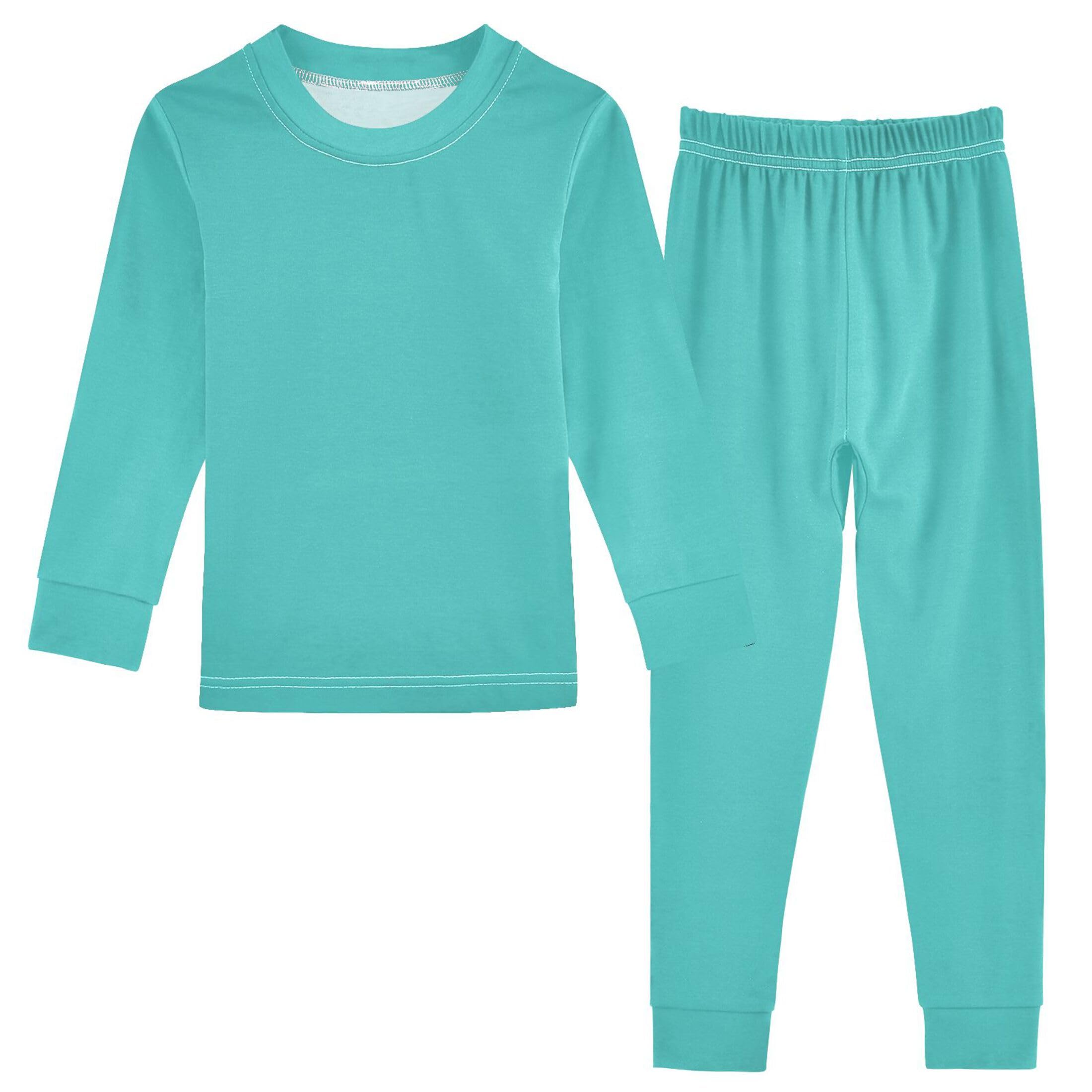 Mediun Turquoise Long Sleeve Pajamas Set Sleepwear Jammies 2pcs Set Pjs Mediun Turquoise