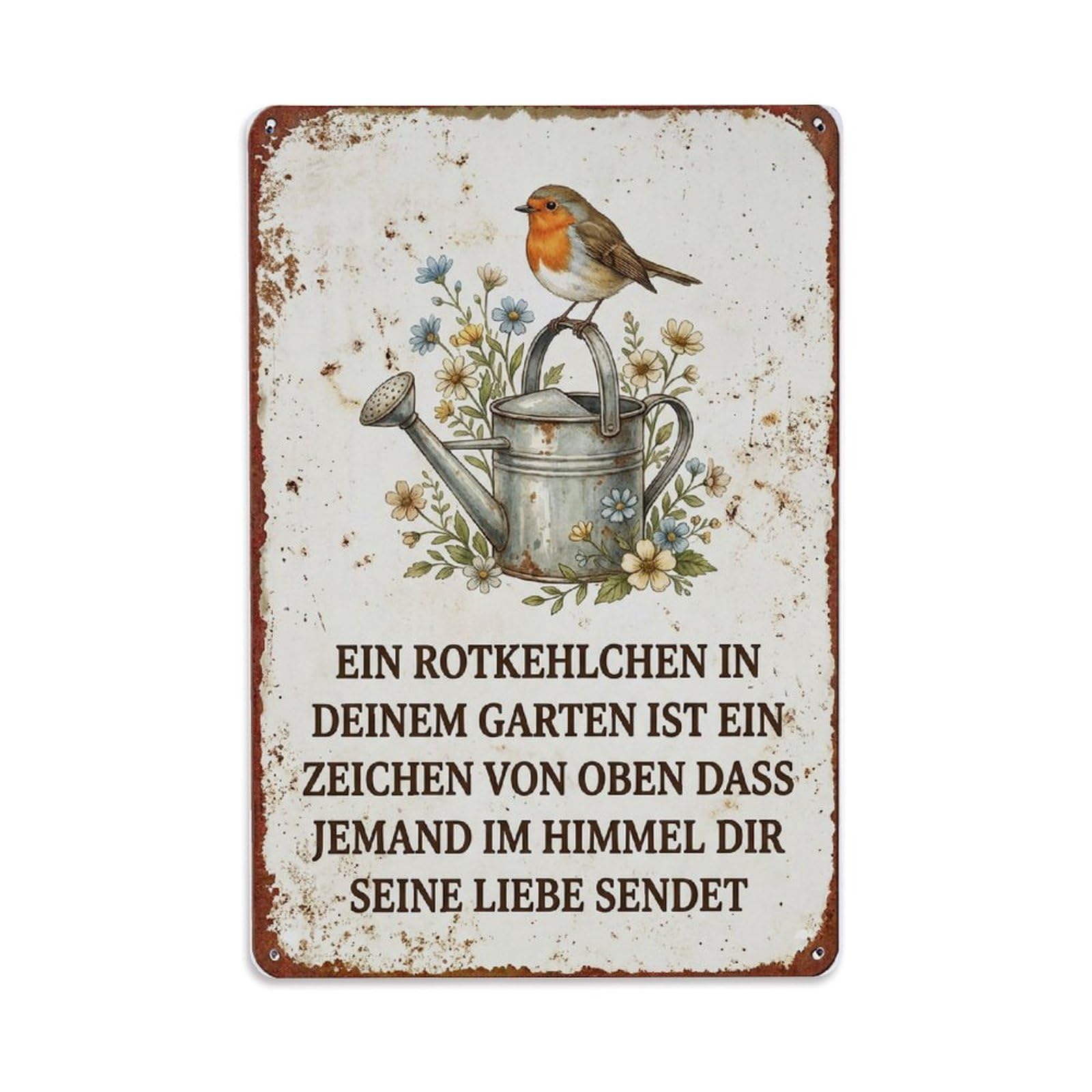 Robin Bird Heaven Visitor 1 Metal Tin Sign Plaque Wall Decor for Cafe, Club Bar, Office, Home Garden Metal Poster 8x12Inch
