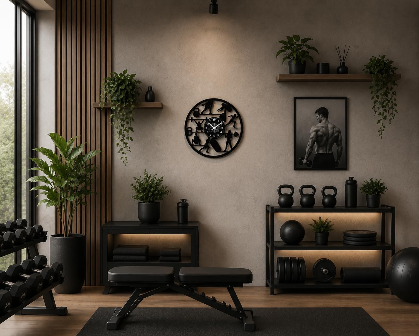 Reloj de Pared Gimnasio | Diseño Fitness Gym | Idea Regalo para Amantes del Deporte