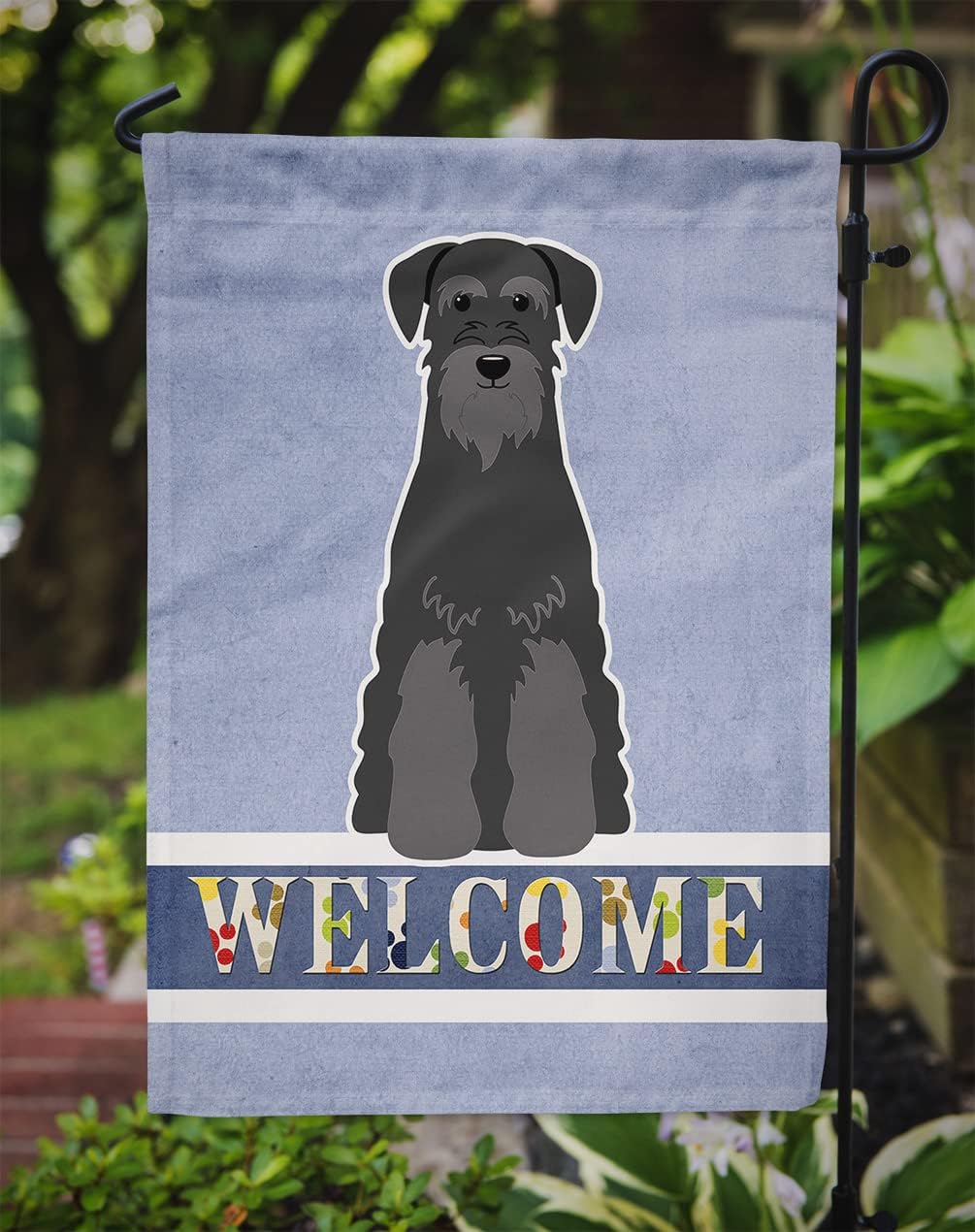 Caroline's Treasures BB5613GF Standard Schnauzer Black Welcome Garden Flag Mailbox Flag Decorative Yard Flag Banner Outside Patio Artwork Yard Flower Beds, Garden Size, Multicolor