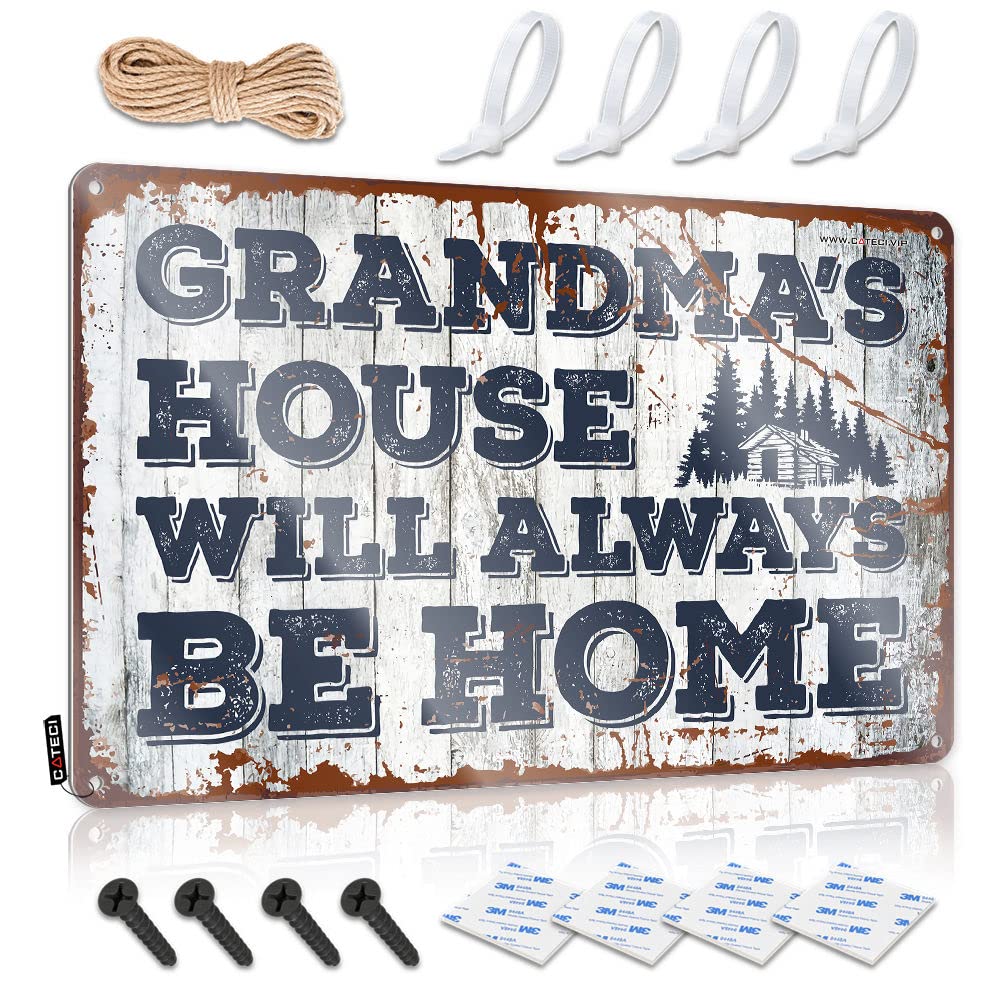 Funny Home Bar Signs Grandmas 'S House Will Always Be Home Tin Sign Stuff For Boys Room Beer Decorations For Man Cave(30X40CM)
