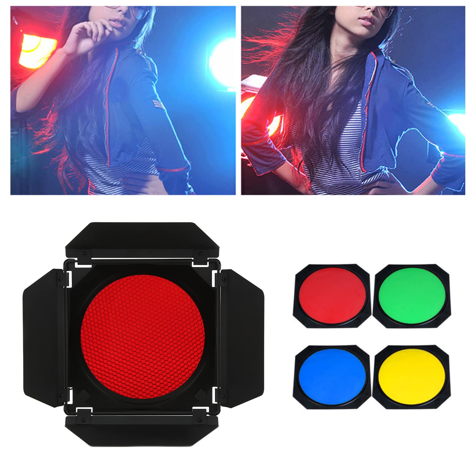 Accessoires de Photographie de barrière Lumineuse à 4 Feuilles de 7 Pouces avec filtres de Couleur de Filet cellulaire