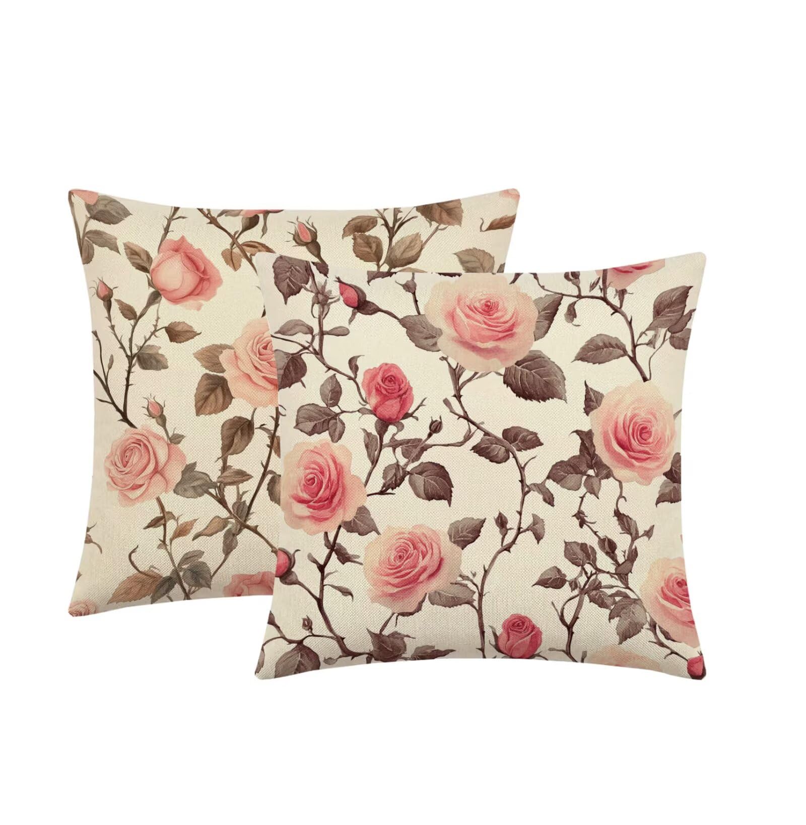 Kissenbezug 75x75cm 2er Set Outdoor Kissen Braun Blume Samt