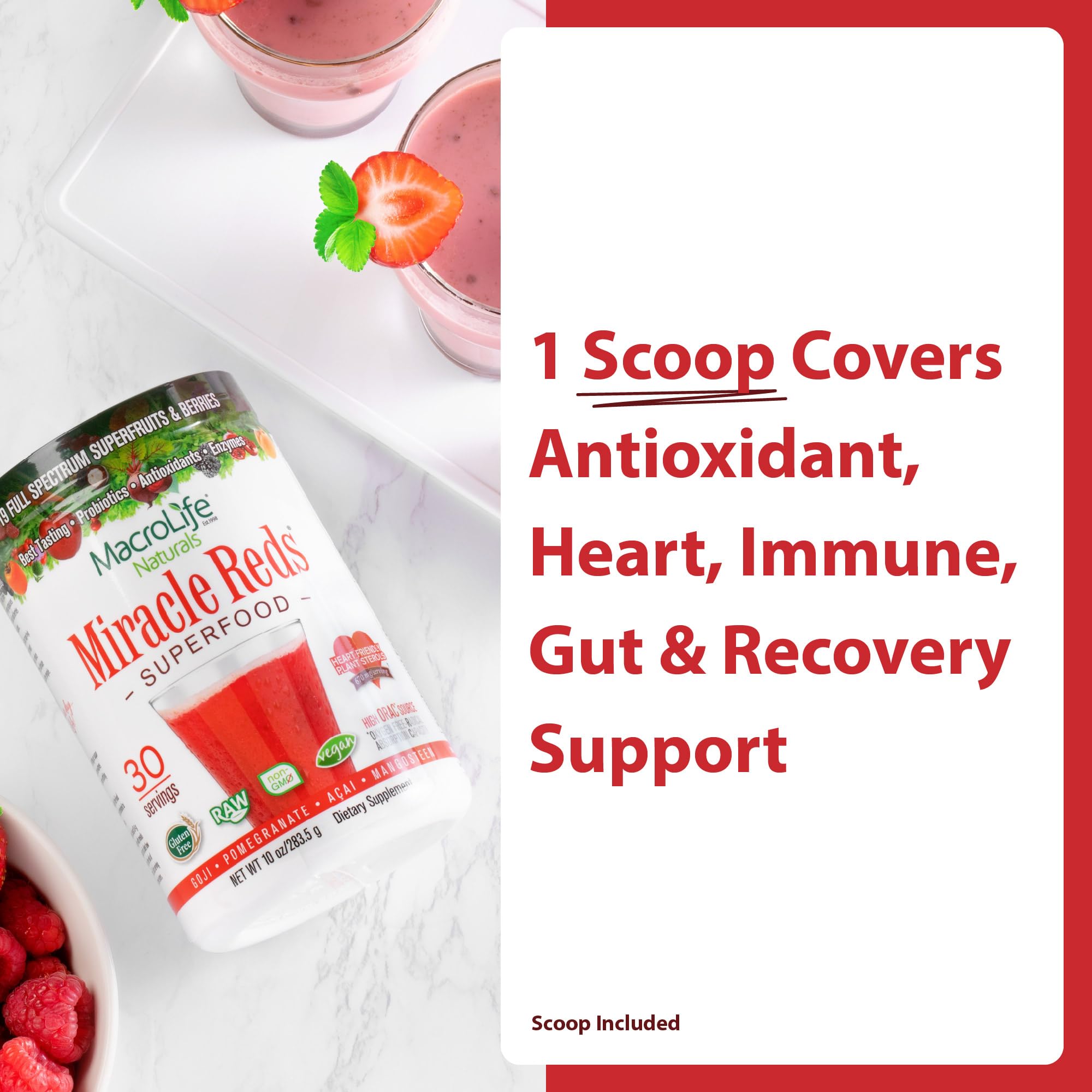 MacroLife Naturals Miracle Reds Superfood Powder, 30 Servings (10oz) — Amazon image 3