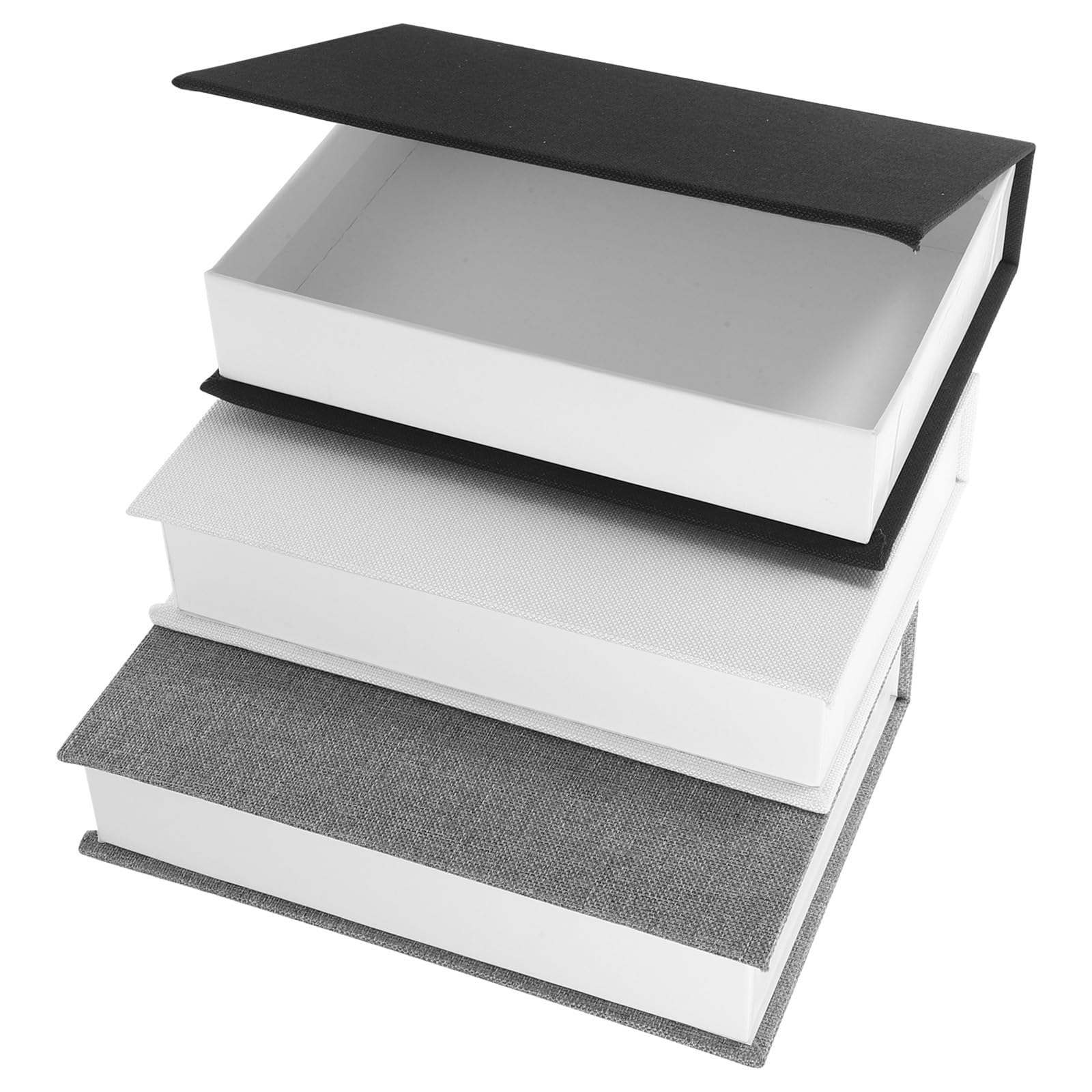 Décor classique et élégant lot de 3 faux livres lin boîte blanche
