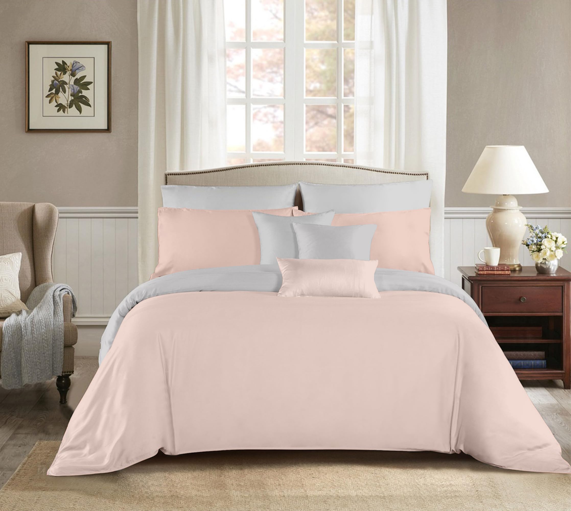 Etrexonline Juego de Funda Nórdica 4 Piezas Cama 150 Microfibra Suave Transpirable - 1 Funda Edredón 220x240 cm, 1 Bajera 150x200+30 cm y 2 Fundas de Almohada 50x75 cm (Pluma Azul) — view 30