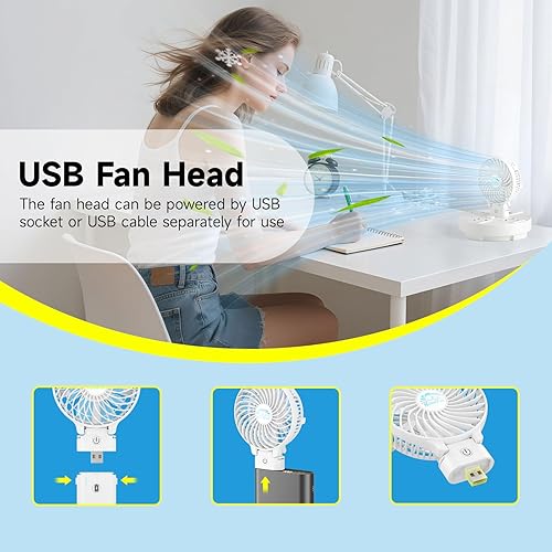 Miniatura 5 de HandFan Ventilador de mano portátil de 10400 mAh, ventilador de mano de larga duración de 40 horas recargable, mini ventiladores personales