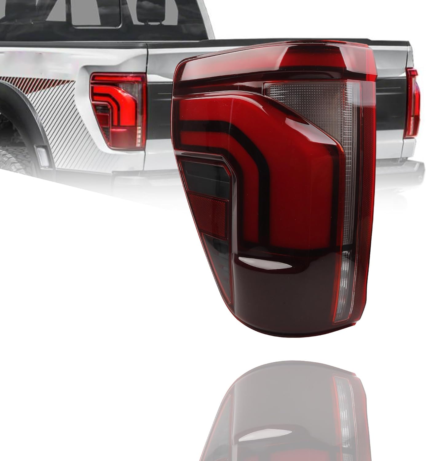 Dasbecan Left Driver Side LED Tail Light Assembly W/Blind Spot (Module Not Included) Compatible with 2024 2025 Ford F150 Lariat Raptor Platinum Replace RL3Z-13405-B RL34-13B505-CD