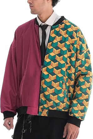 Unisex Anime Oversized Jacket for Men & Women, Water Hashira Printed Drop Shoulder Cosplay Anime Bomber Jackets