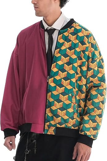 ComicSense Unisex Anime Oversized Jacket for Men &amp; Women, Water Hashira Printed Drop Shoulder Cosplay Anime Bomber Jackets
