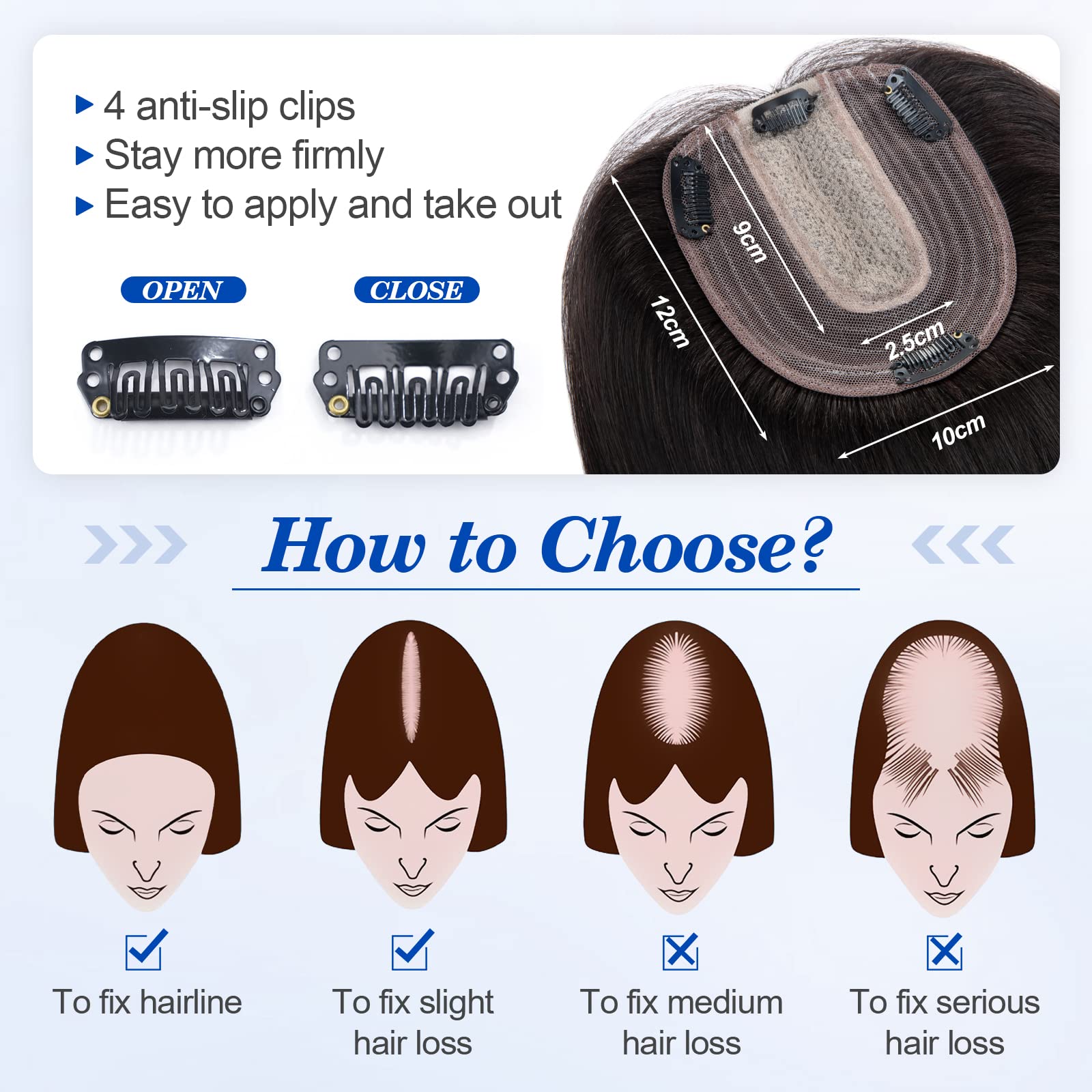 Amazon.com : Benehair 14 Inch Hair Toppers for Women Real  display picture 2