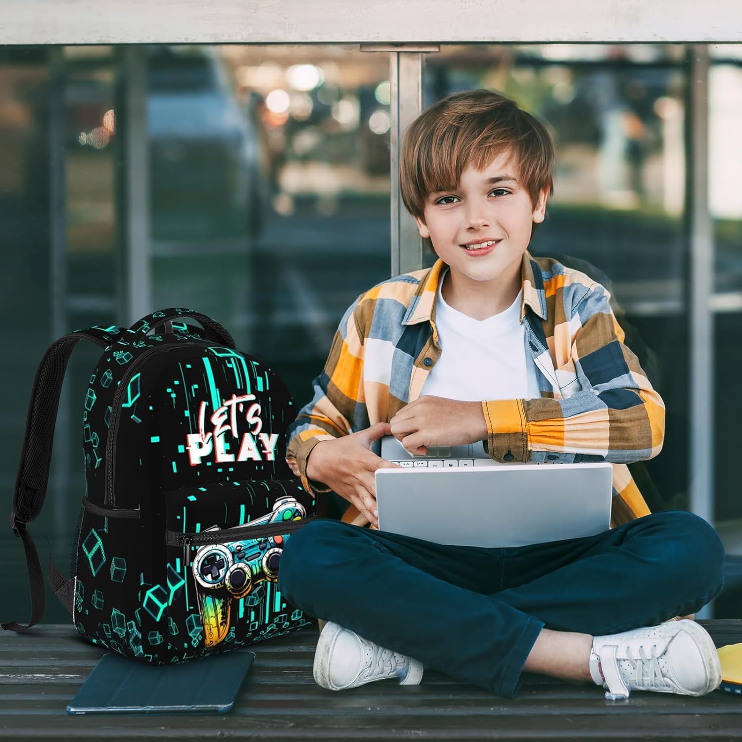 Video Game Backpack For Boys Girls School Backpack for Kids Children Teens Elementary Middle School Students Bookbag Large Capacity Game Schools Bag Ages 6-18 Travel Back Pack