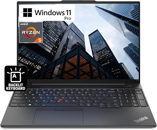 Lenovo ThinkPad E16 - Laptop empresarial, pantalla WUXGA de 16 pulgadas, AMD Ryzen 5 7530U (Beats Intel i7-1165G7), 16 GB de RAM, 512 GB SSD, HDMI,
