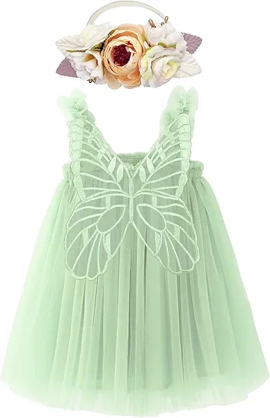 BGFKS Layered Butterfly Tulle Tutu Dress for Baby Girls,Toddler Girl Princess Dress with Flower Headband