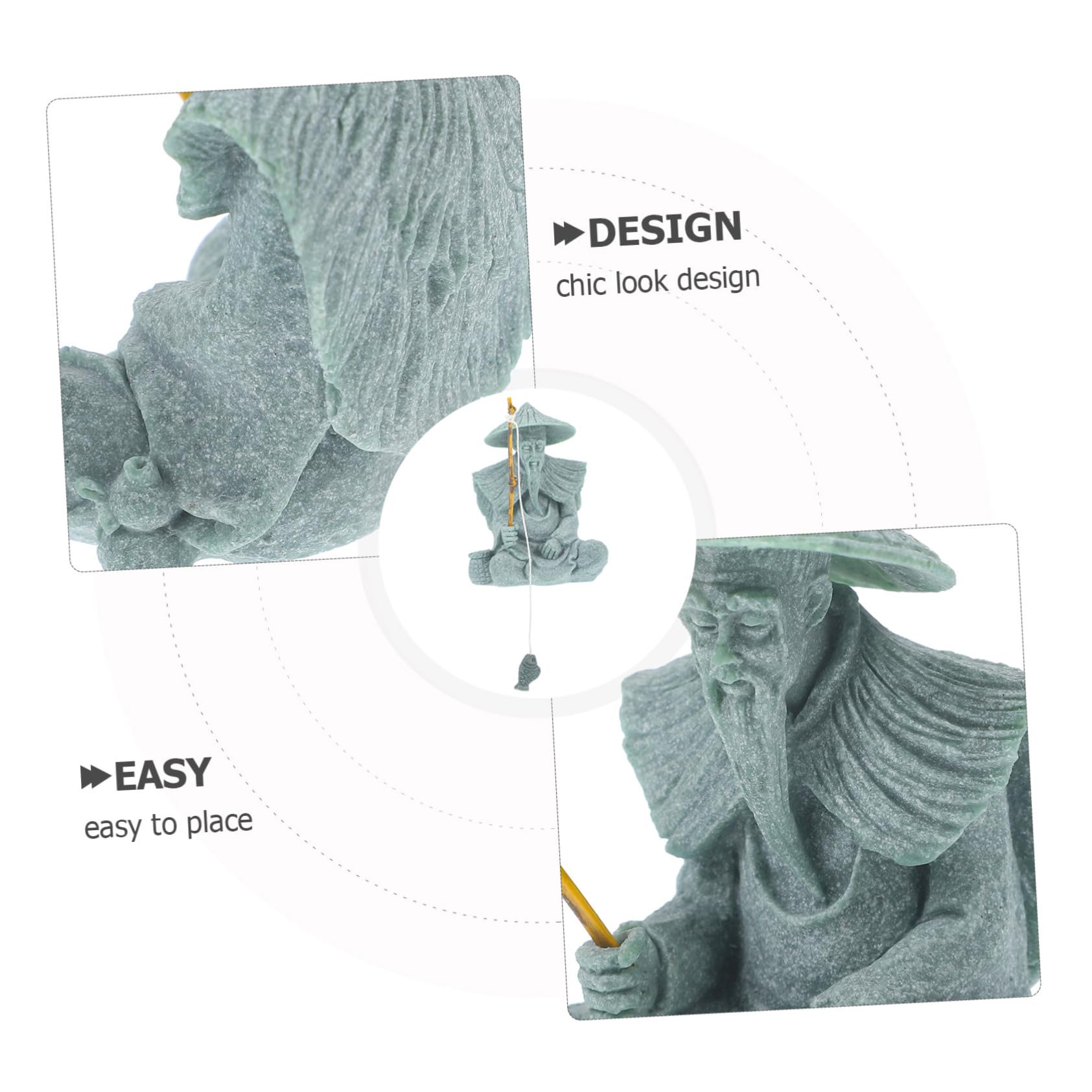 PRETYZOOM 4 Pezzi Rockery Fish Tank Piccola Statua Delicata Del Pescatori Acquario Decor Acquario Decorazioni Sabbia Bonsai Figurina Falso Vuoto Spiaggia Mini Acqua Verde
