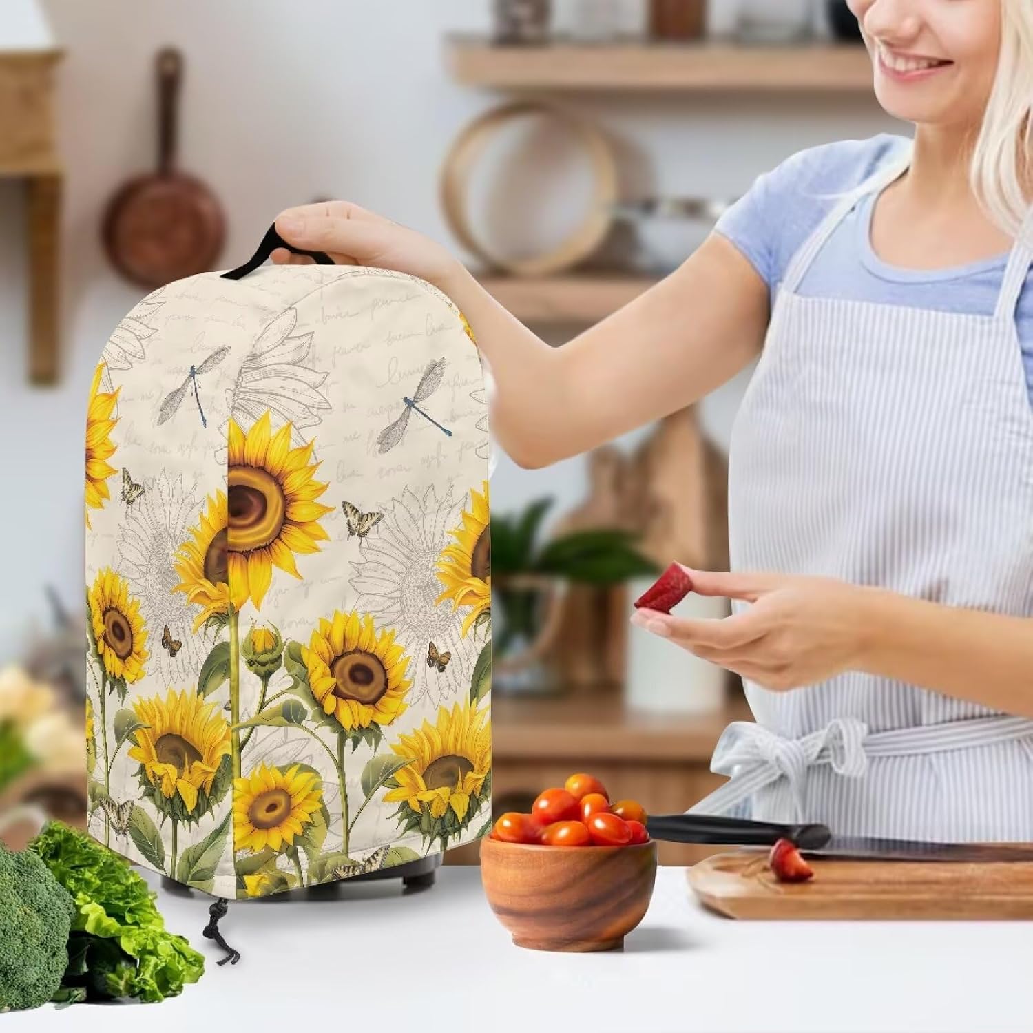 Blender Cover Stand Mixer Covers Dragonfly Sunflower Anti Fingerprint Dust Covers Juicer Cover for Home Kitchen Universal Appliance