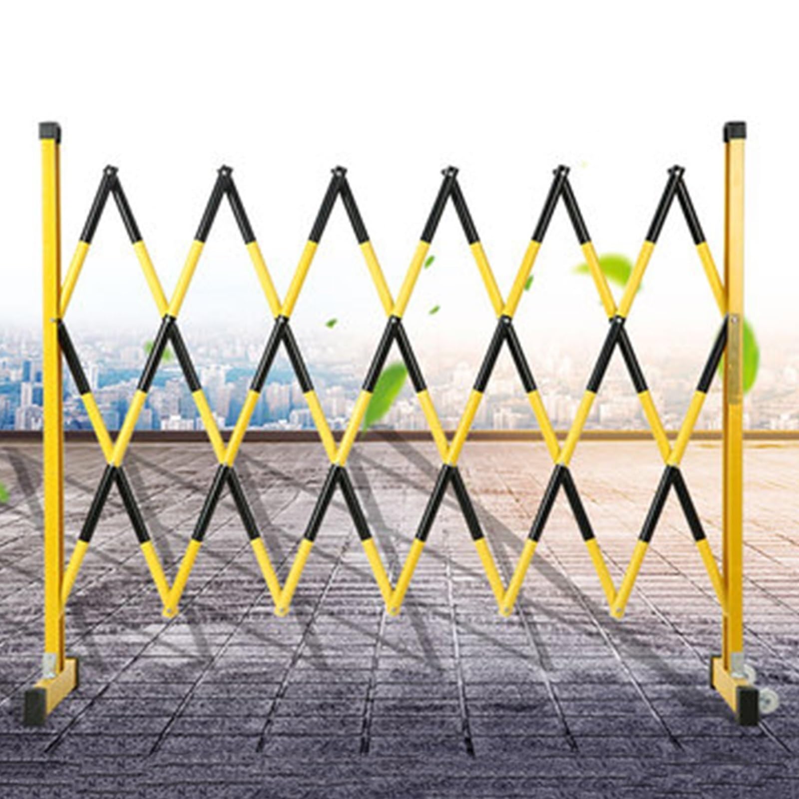 MYUYEE Adjustable Retractable Metal Barricade Fence Portable Folding Traffic Barrier Expandable Safety Barrier For Outdoor Events & Crowds(Black-120X300Cm)