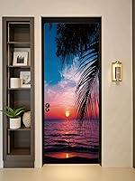 Vista 14 de FLFK Adhesivo Mural para Puerta - Paisajes, Desengancha y Pega, Tamaño Combinado 32"x80", Dividido en 2 Piezas