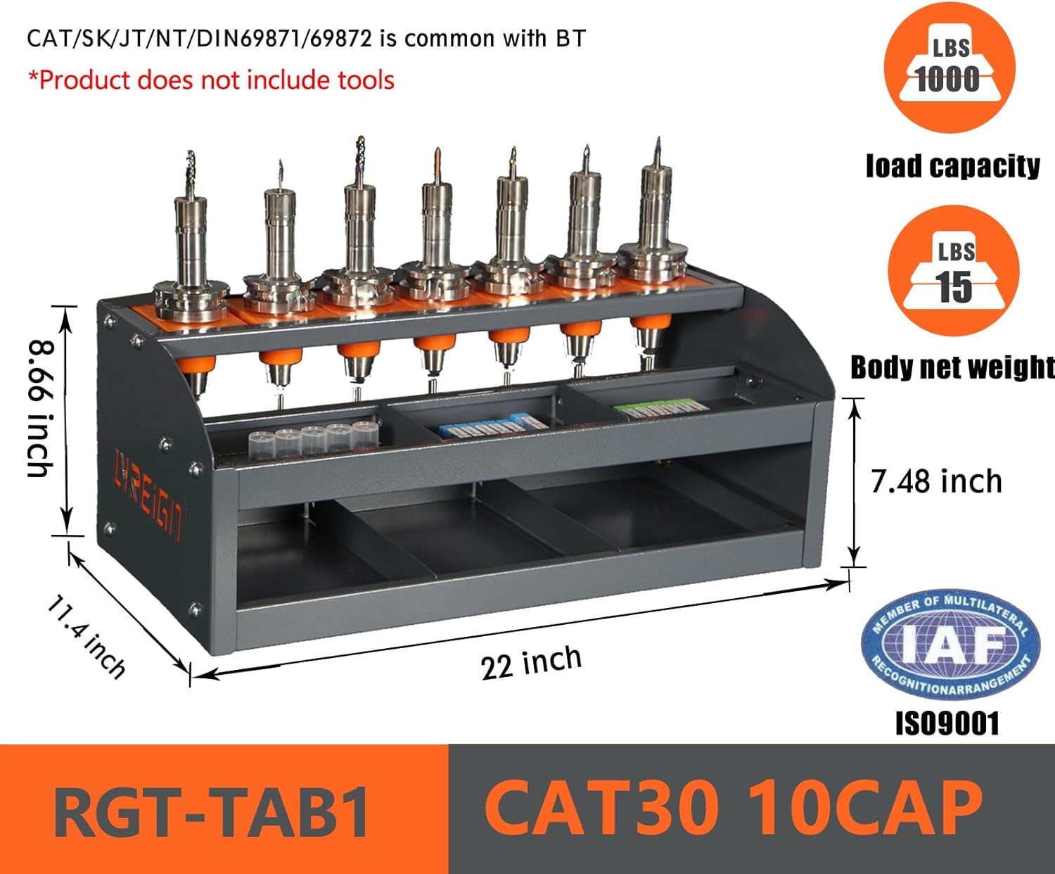 Tool holder small CNC tool storage rack 40 taper tool wall rack CAT40 BT40 tool holder storage tray CNC storage rack