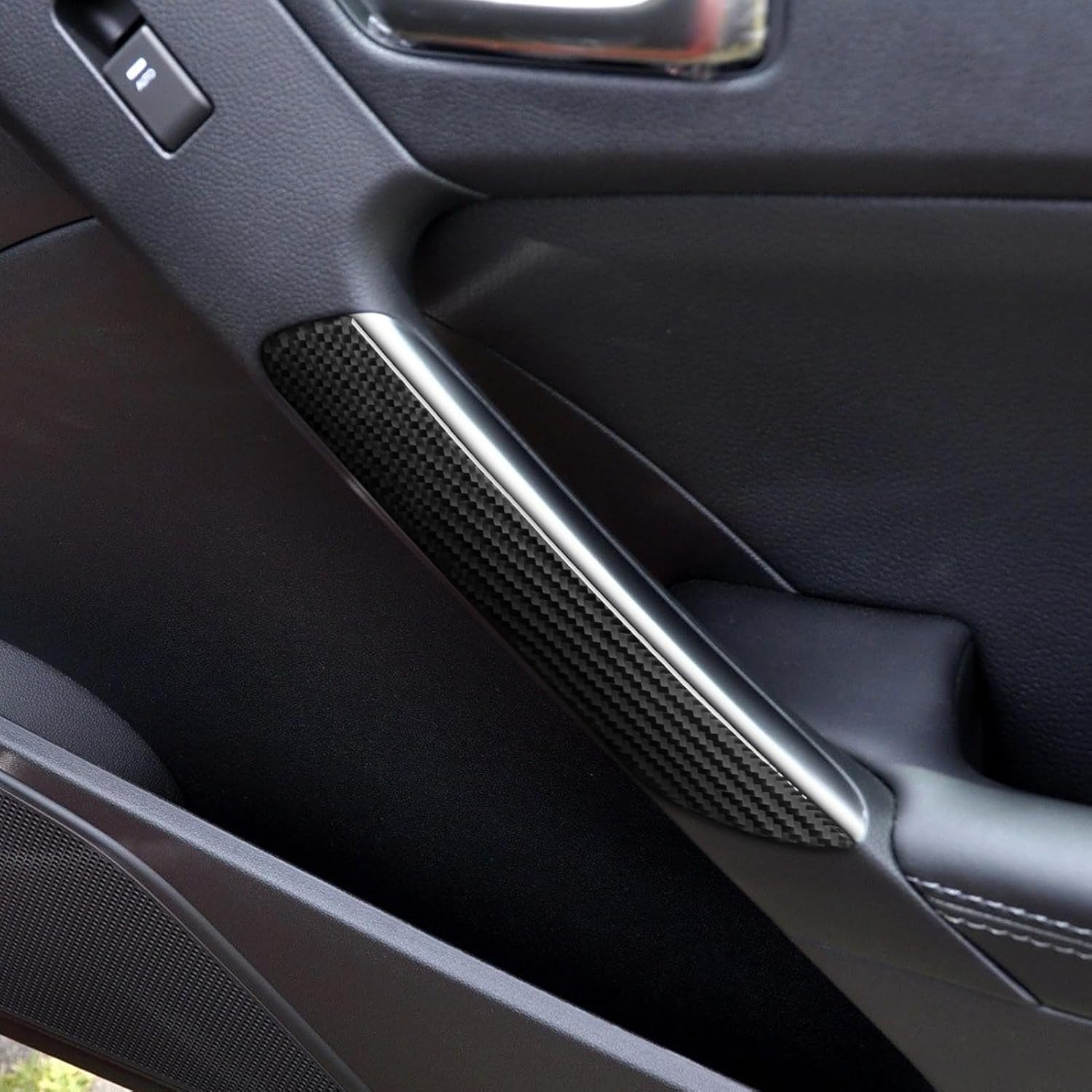 Car Trim Stickers Door Handle Decals Real Carbon Fiber Interior Cover Compatible with Hyundai Genesis Coupe 2013 2014 2015 2016 Accessories Decorations
