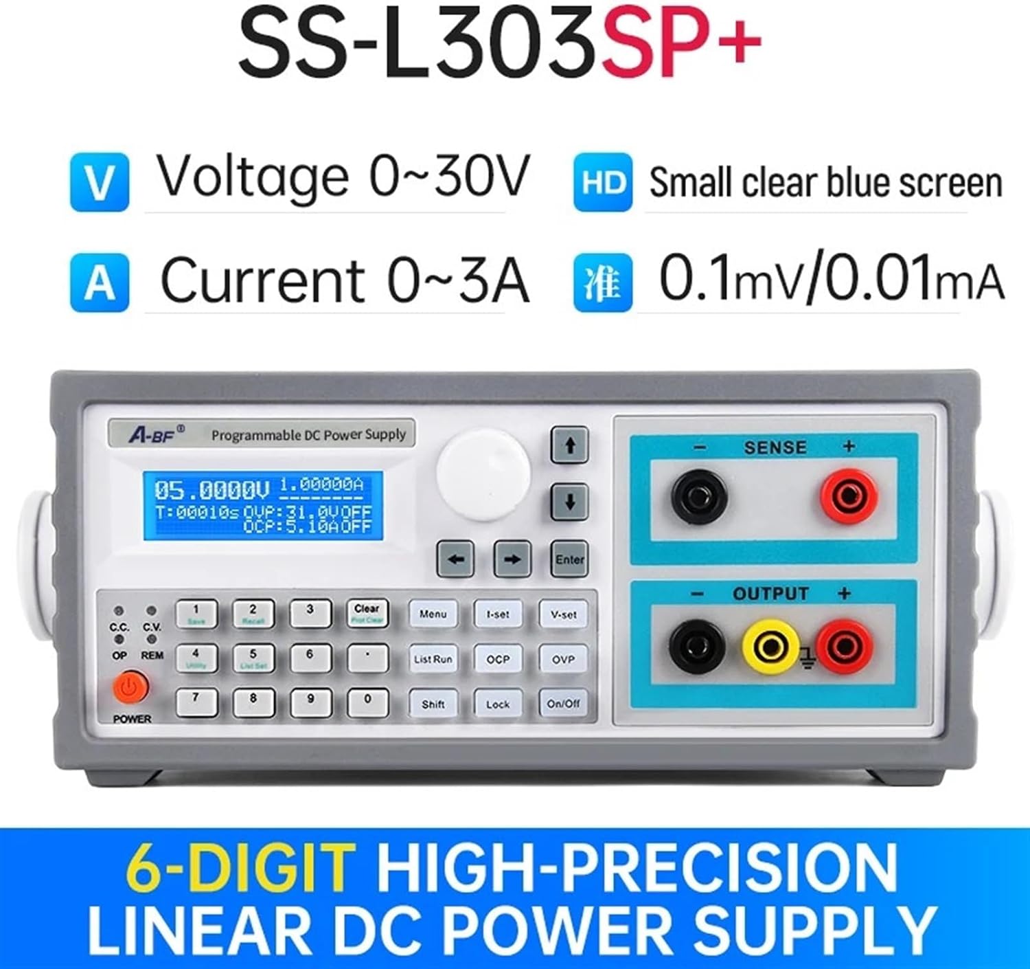Programmable Linear Regulated Bench Power Supply 6 Digit Adjustable Power Color Screen Voltage Current Regulator(SS-L303SP Plus)