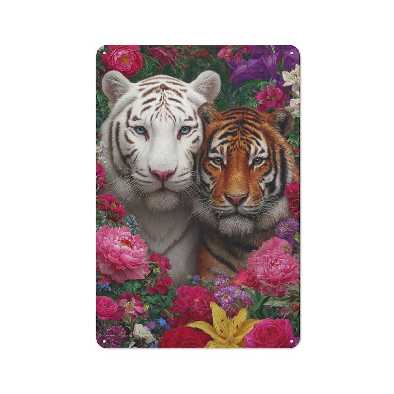 Junmoney Tiger Blooms Beauty For Garden Room Or Summerhouse, Retro Tin Sign 30X20cm, Suited To Wall Displays In Garden Rooms And Summerhouses