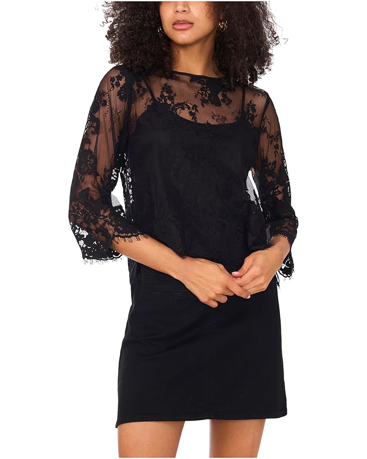 Vince Camuto Scalloped Hem Round Neck Long - Main View