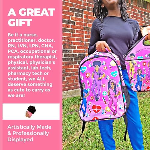 Reflections By Zana Cuties Backpack For African American Nurses, And Healthcare Workers - Durable & High-Capacity Carry Laptops Up To 17 Inches - Pink #TOP4