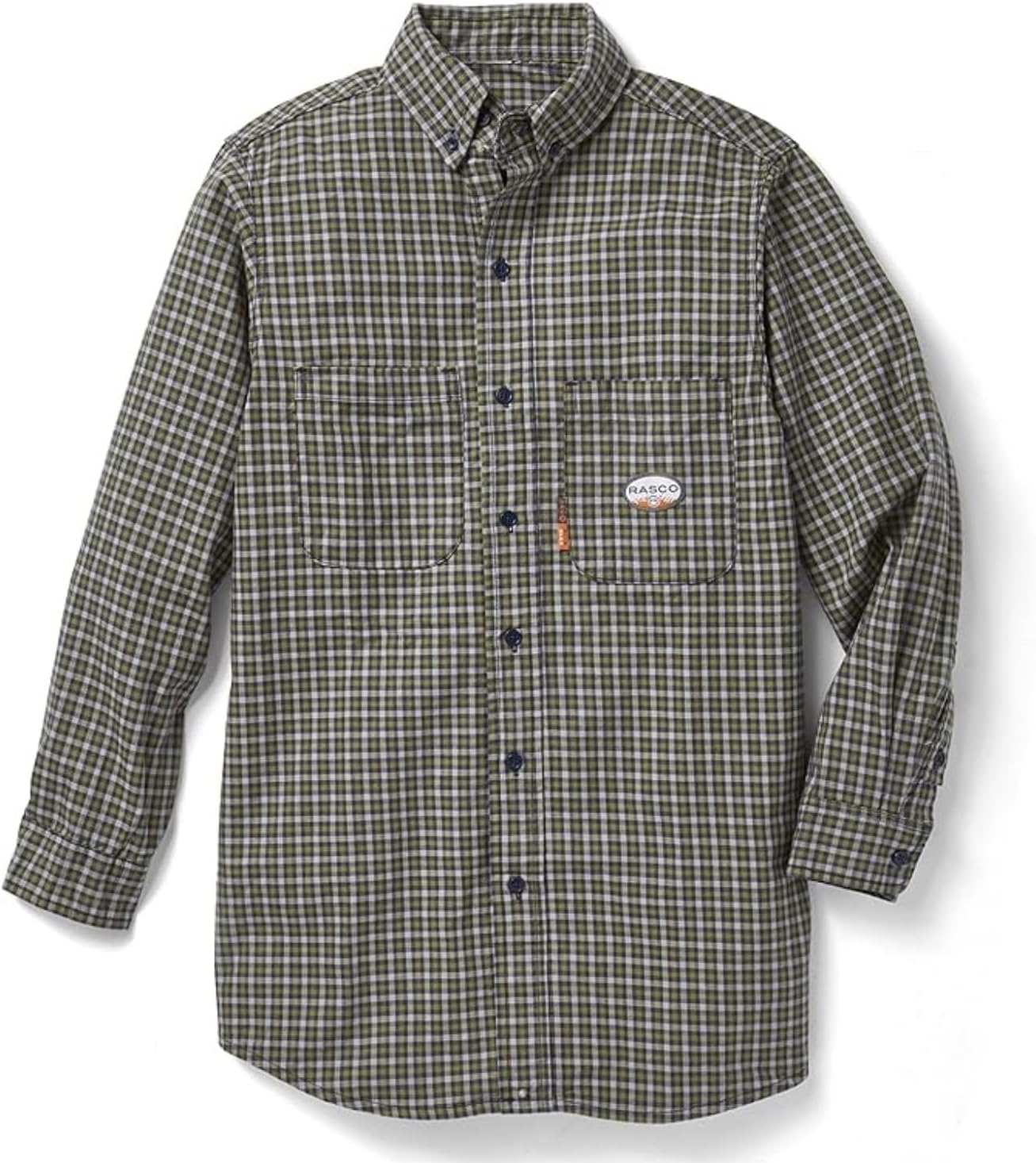 Rasco FR Men's Plaid Uniform Shirt, Button Placket and Cuffs, Designed in The USA, CAT 2, NFPA 2112