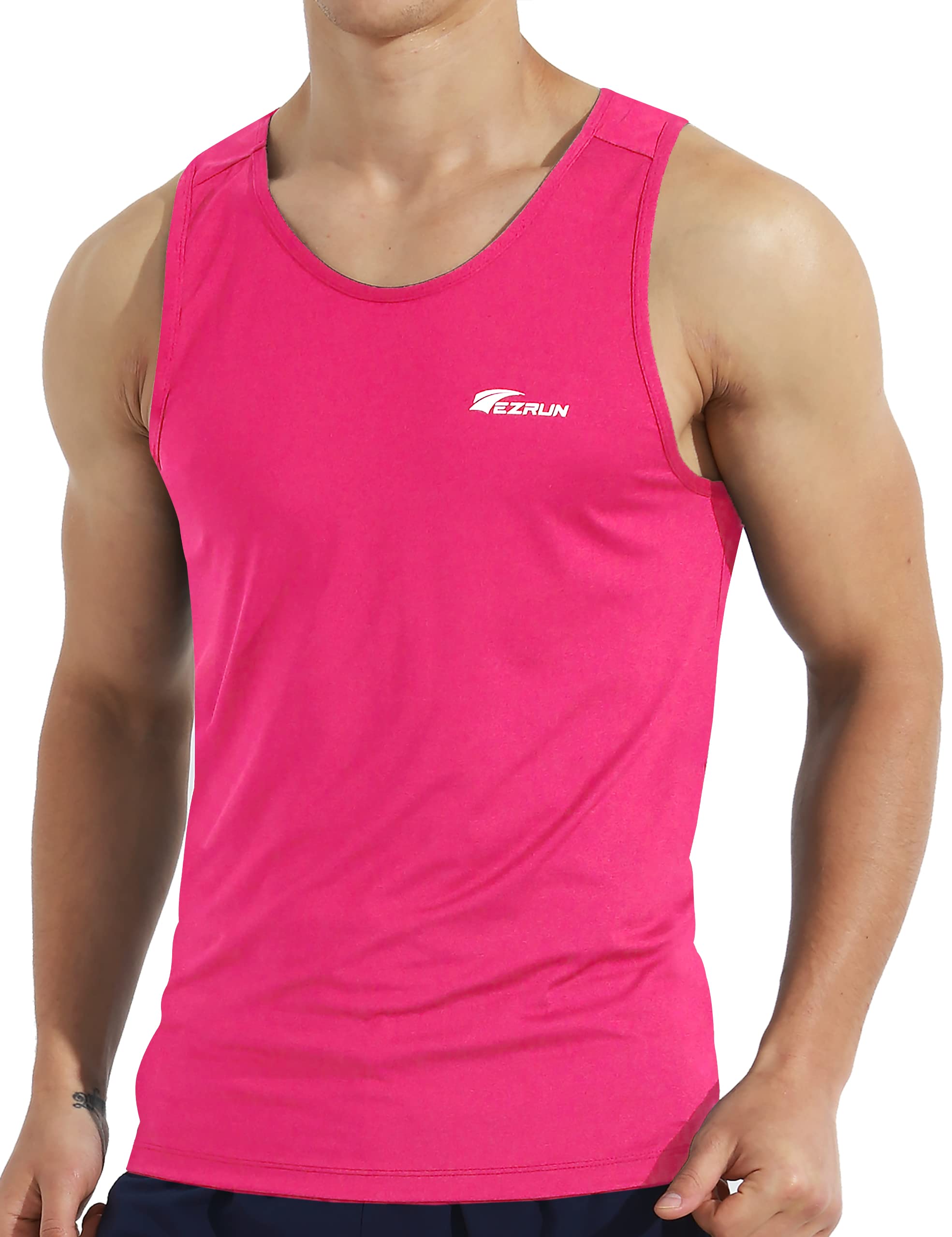 EZRUN Men's Quick Dry Tank Top UPF 50+ Summer Beach Swim Shirts for Gym Workout Athletic Muscle Sleeveless Shirts