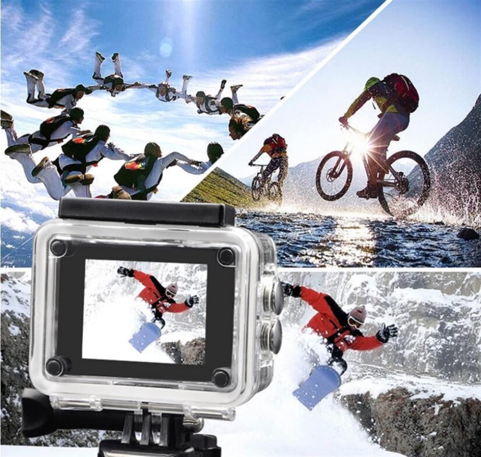 Telecamere d'azione Gli sport DV. Mini, fotocamera azione 1080p, da esterno macchina fotografica impermeabile subacquea, telecamera registrazione video 2,0 pollici fotocamera azione 4K Custodia imperm