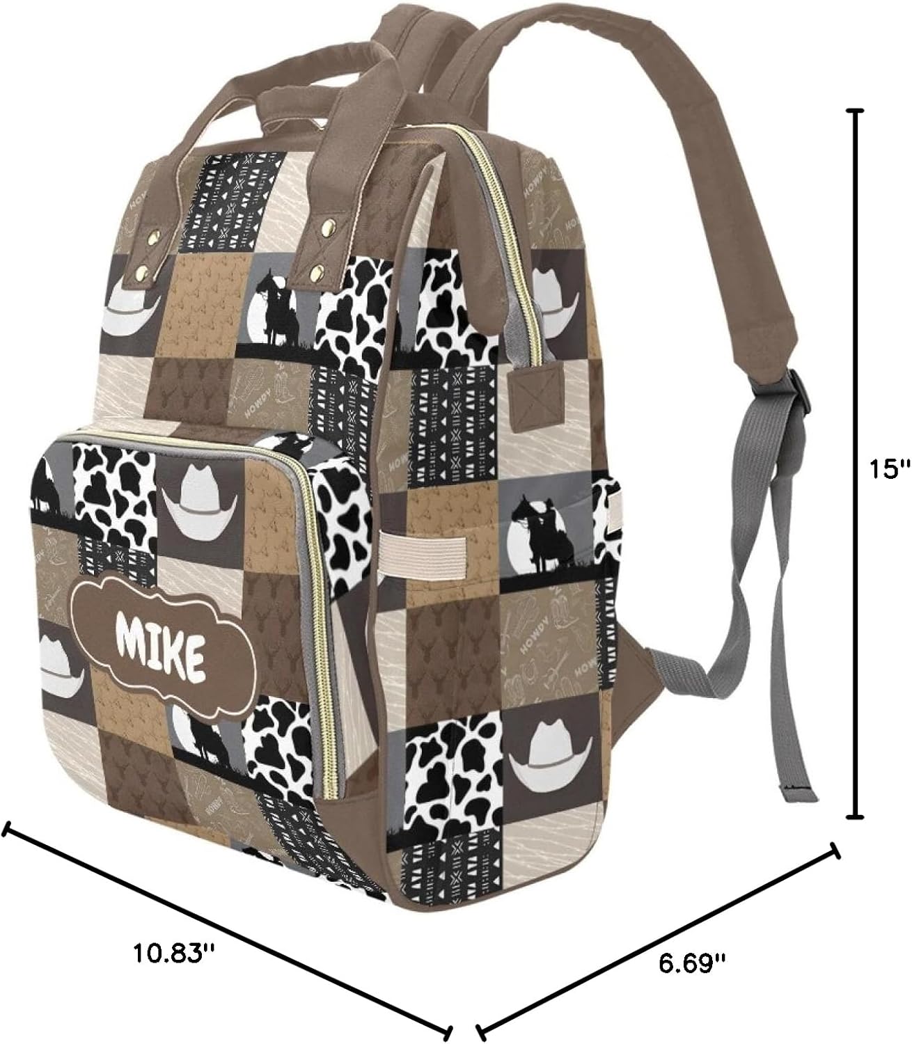 Cowboy Personalized Diaper Bag with Custom Name – Custom Baby Tote Backpack for Mom, Unique Gift for New Parents, Baby Shower Essentials