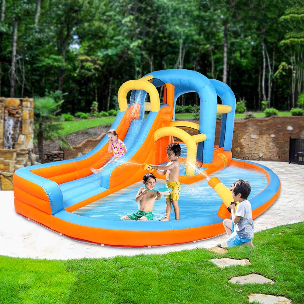 JOYMOR 5in1 Inflatable Water Slide Park, Water Bounce House w/Air