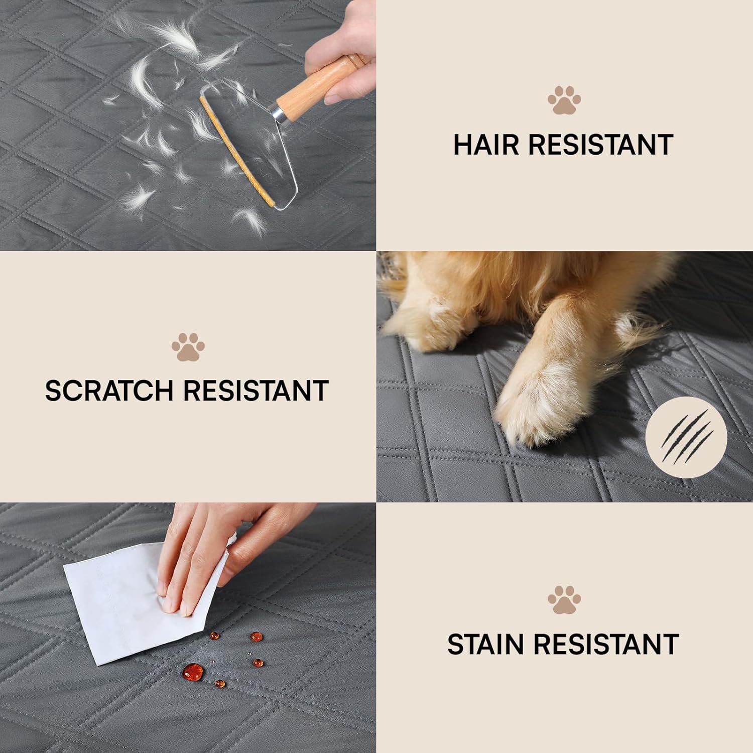 Luciphia 100% Waterproof Couch Cover Blanket for Dogs Anti-Slip Pet Couch Protector Sofa Mat Puppy Cat with Non-Slip Bottom, Grey, 30x70 Inch - Image 5