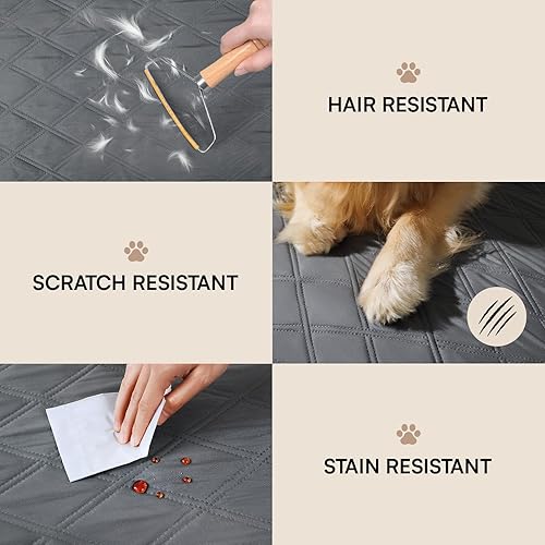 Miniatura 5 de Luciphia Manta Funda de sofá 100% impermeable para perros, antideslizante, protector de sofá para mascotas, tapete de sofá, cachorro y gato, con Gris
