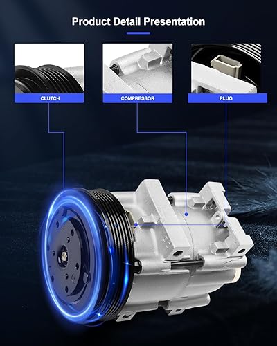 Vista 184 de ECCPP Compresor de A/C con embrague 2014-2018 apto para Ford Focus 2.0L AC Compressor