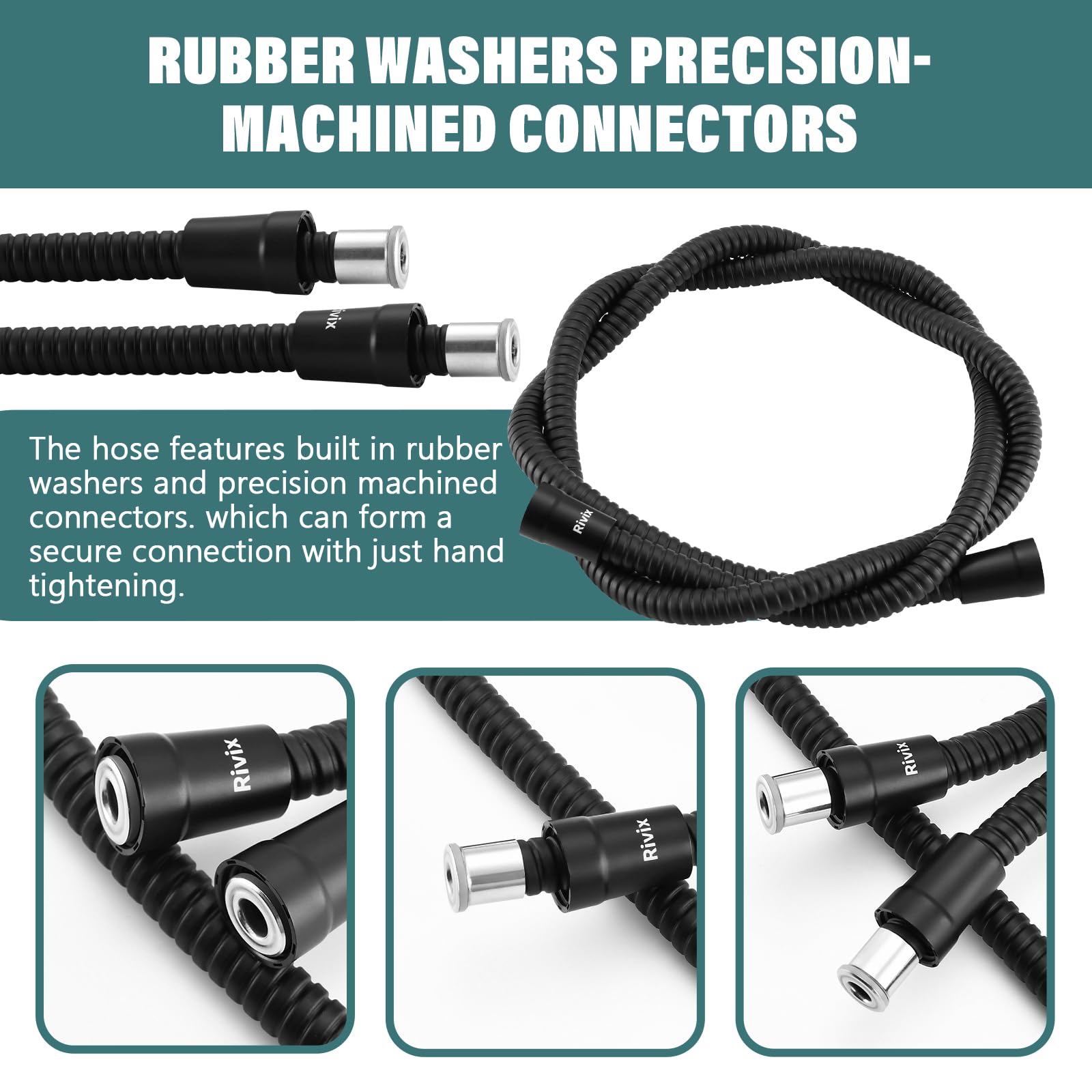 Manguera de ducha de PVC de 60 pulgadas, cabezal de ducha de PVC extralargo, manguera de ducha flexible de repuesto con núcleo de acero inoxidable y tuerca de plástico, resistente a la abrasión