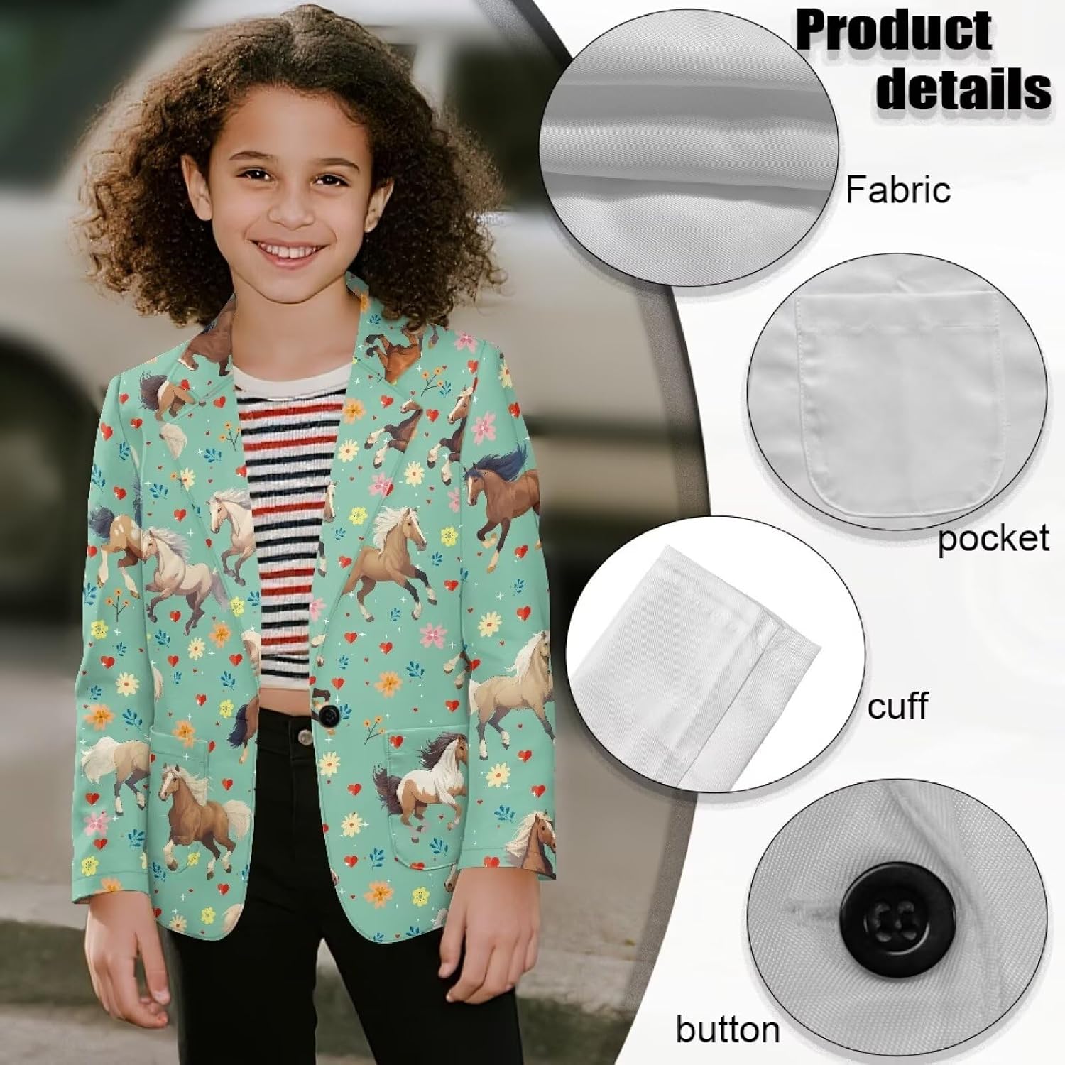Girls Blazer Jacket for Teen Button Down Lapel Girl Suit for Back to School Suit Coat with Pockets for 6-14 Year
