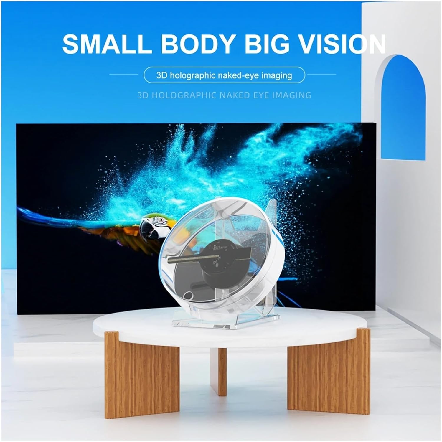 3DHologramFan, LED Advertising Machine Hologram Picture Video Display Remote Control with Stand for Shop/Bar