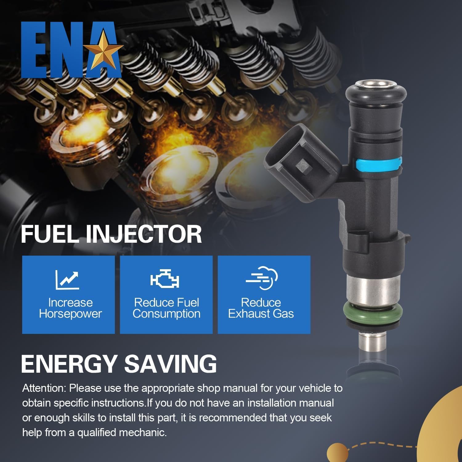 ENA Set of 6 Fuel Injectors for FJ818 0280158055 Automotive Replacement Compatible with Ford 2006-2010 Explorer & Sport Trac, 2005-2010 Mustang, 2005-2011 Ranger, Mercury 2006-2010 Mountaineer V6 4.0L