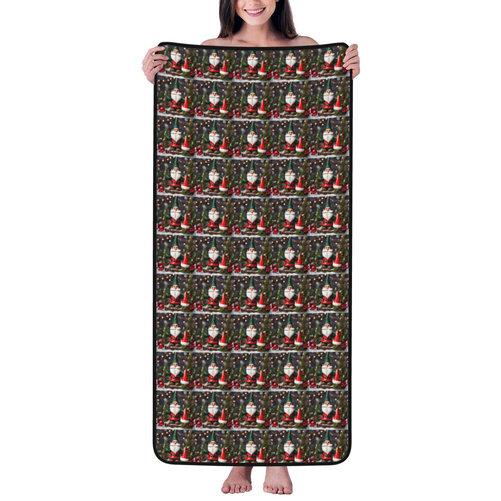 Serviette de bain douce anti-froid velours corail nains de Noël
